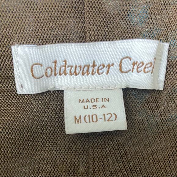 Coldwater Creek Faux Wrap Cream Teal Brown Pullover Blouse NEW Size Medium - Picture 3 of 5